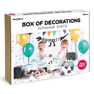 Party box - Dinosaur dekoration, 39 dele festpynt
