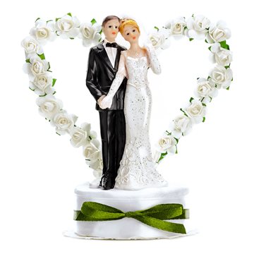 Bryllupsfigur Nygifte med hvid hjerte 16cm festartikler