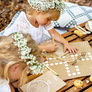 Aktivitetssæt til børn Bryllup hvid/natur festartikler