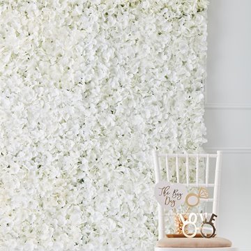 Backdrop Hortensia blomstervæg hvid 40cm x 60cm festartikler