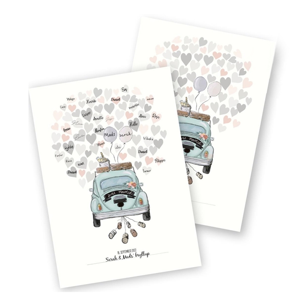 Gæsteplakat Bryllup til gæstenavne gæstebog