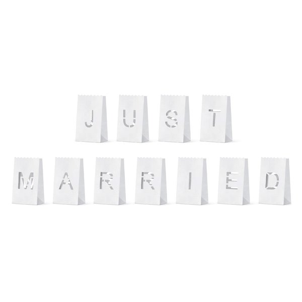 Lysposer Just Married hvid, 11 stk. festartikler