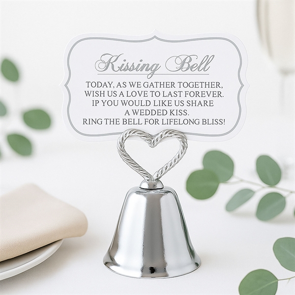 Kysseklokke / bordkortholder incl. kort sølv bryllup