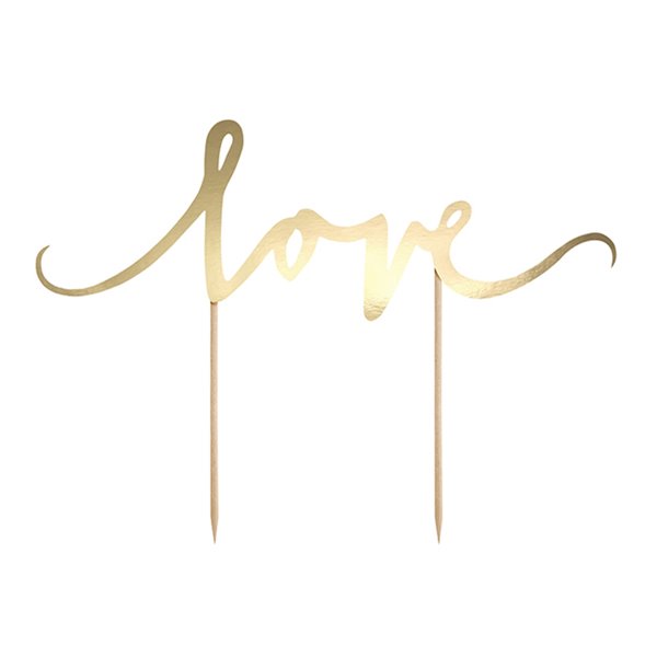 Cake Topper Love guld festartikler