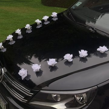 Hvide roser til bryllupsbilen selvklæbende, 24 stk. festartikler