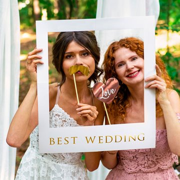 Photobooth selfiesticks Best Wedding hvid/guld festartikler