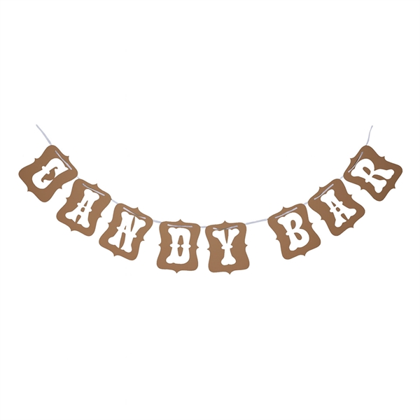 Guirlande Candy Bar med hvid bånd hvid/natur 1,2m festartikler