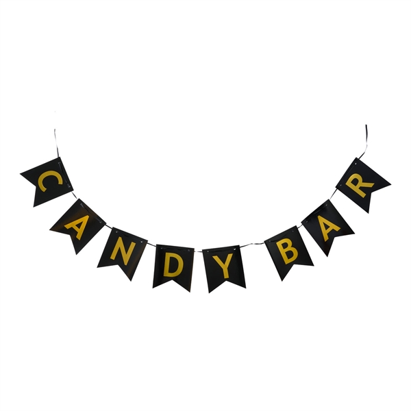 Guirlande Candy Bar sort/guld 15cm x 1,3m festartikler