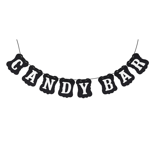Guirlande Candy Bar hvid/sort 1,2m festartikler