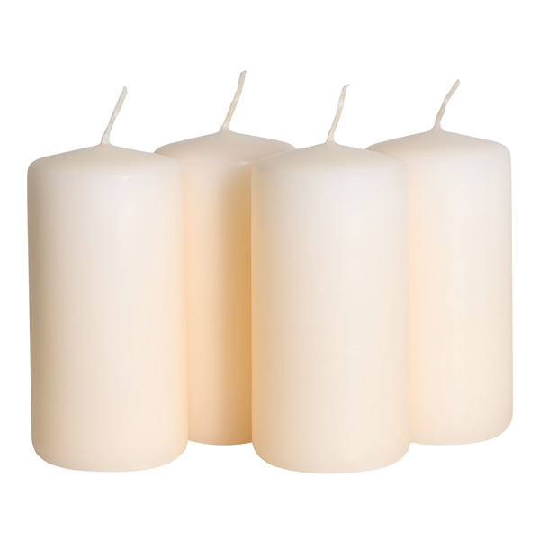 Bloklys creme 5cm x 10cm, 4 stk. stearinlys