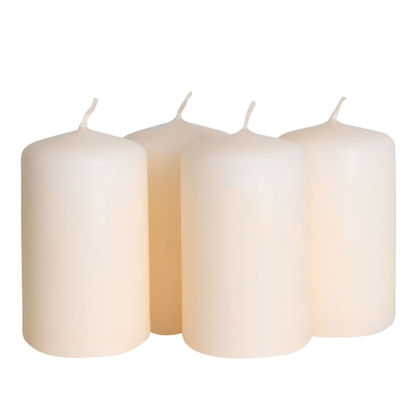 Bloklys creme 4cm x 7cm, 4 stk. stearinlys