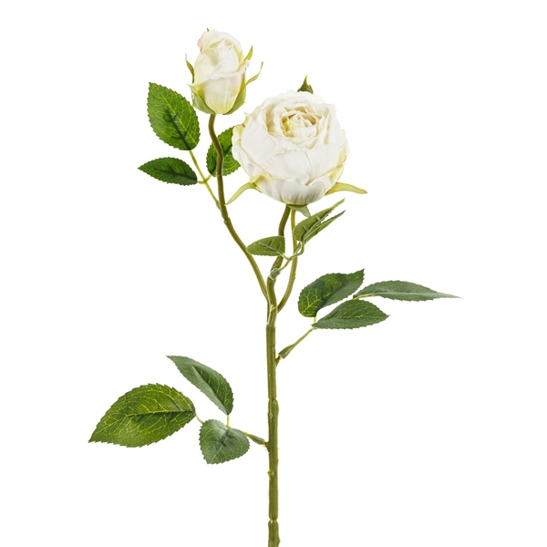 Rose med 2 hoveder creme/grøn 55cm kunstige blomster