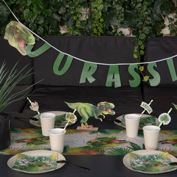 Paptallerken Dinosaur grøn 23cm, 10 stk. festartikler