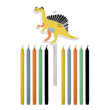 Kagelys Dinosaur med holder 10cm, 11 stk. festartikler