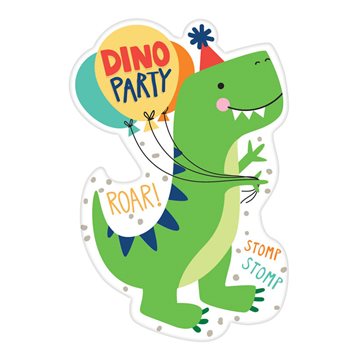 Indbydelse med kuvert Dinosaur, 8 sæt børnefødselsdag