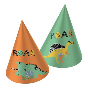 Party hatte Dinosaur 16,5cm, 6 stk. festartikler