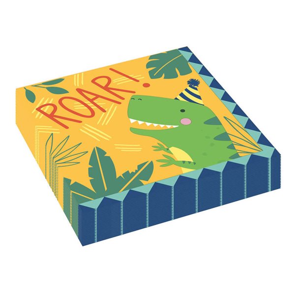 Dinosaurier-Servietten Von Amscan – 16 Stück, 25 X 25 Cm, Mit Dino-Motiv Für Mottopartys