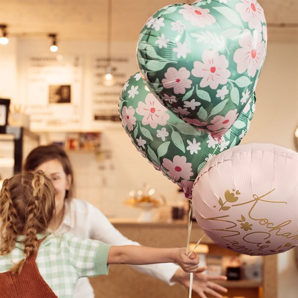 Folieballon Hjerte Blomster 35cm flotte balloner