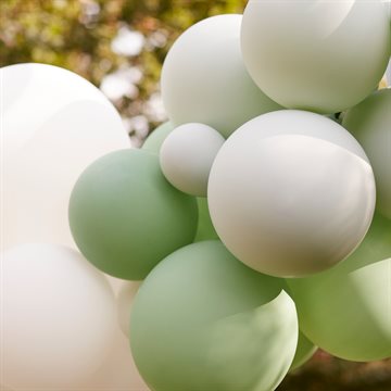 Ballonbue-Kit med vifter hvid/lys grøn flotte balloner