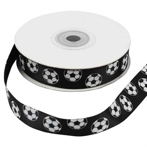 Bånd Fodbold hvid/sort 1,5cm x 6m festpynt