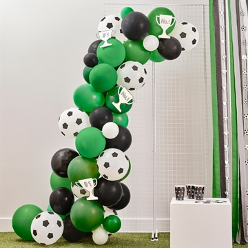 Ballonbue Fodbold hvid/grøn/sort fodboldfest