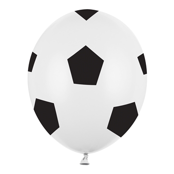 Balloner Fodbold hvid/sort 30cm, 6 stk. festartolæer