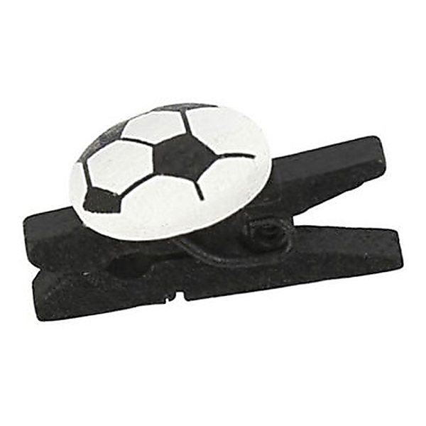 Mini klemmer Fodbold hvid/sort 2,5cm, 10 stk. festpynt