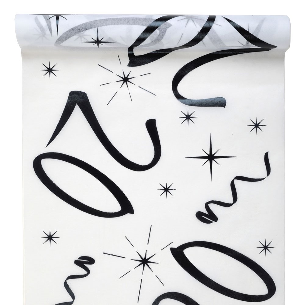 Bordløber 20 år fødselsdag hvid/sort 30cm x 5m