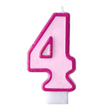 Fødselsdagslys tal  4 lyserød. festartikler