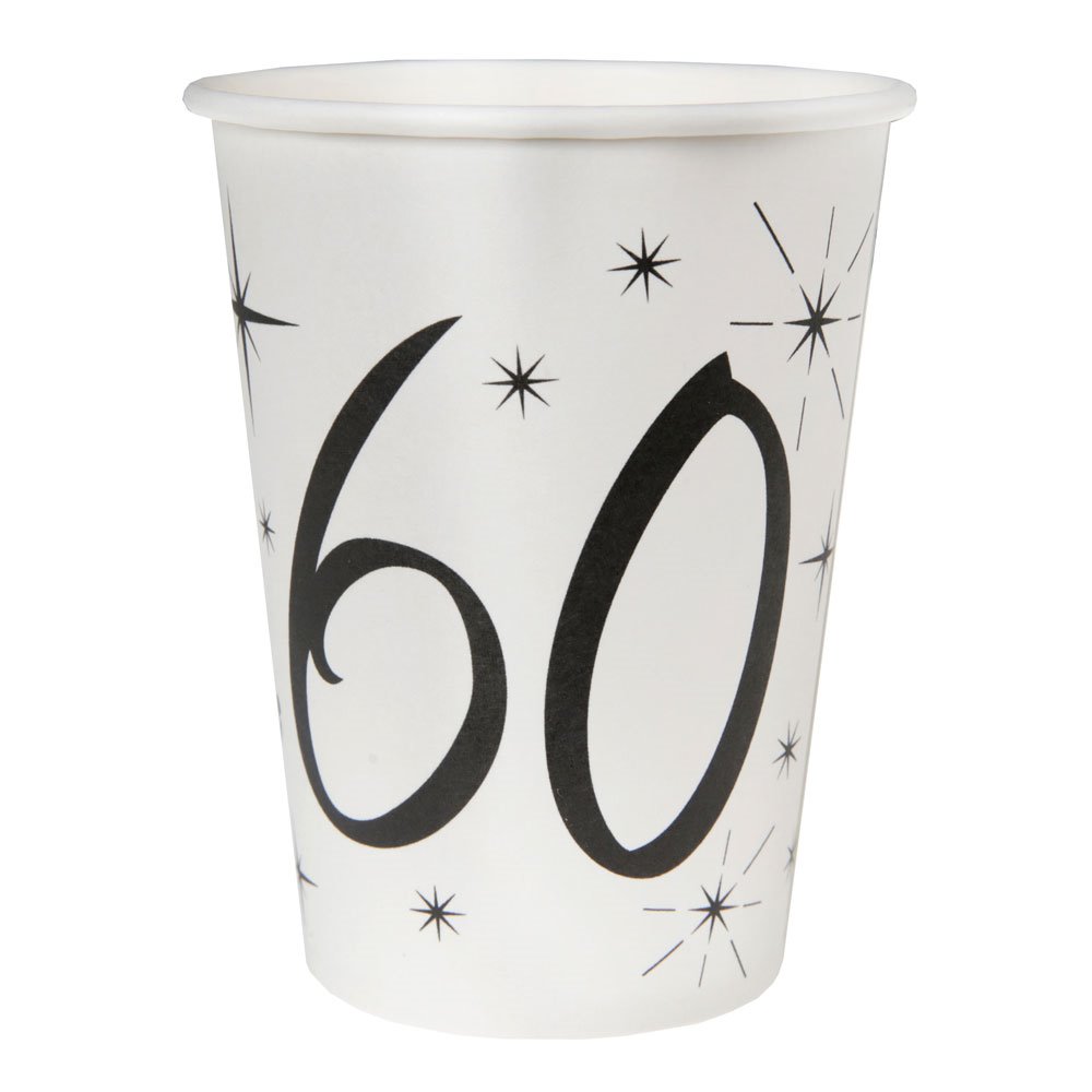 Papkrus 60 år fødselsdag hvid/sort, 10 stk.