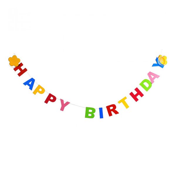 Guirlande Happy Birthday filt 95cm fødselsdag