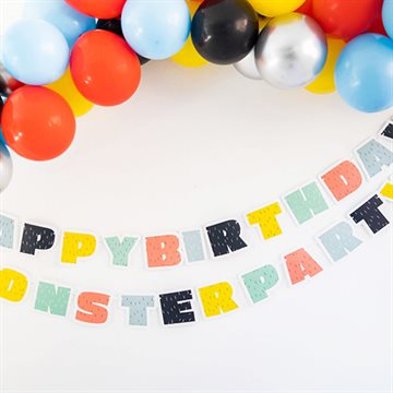 Guirlande Monster Happy Birthday 1,5m fødselsdag tema