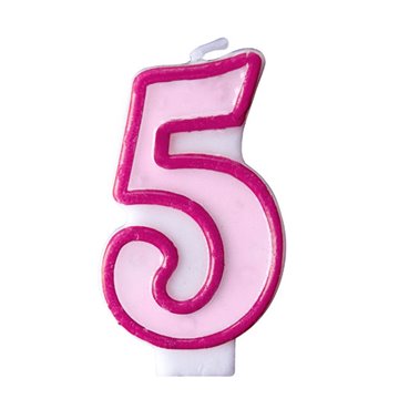 Fødselsdagslys tal 5 lyserød. festartikler