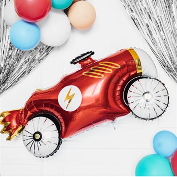 Folieballon Racerbil rød/guld 93cm motorsport