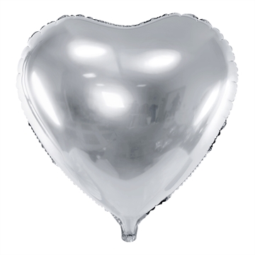 Folieballon Hjerte sølv 45cm festartikler