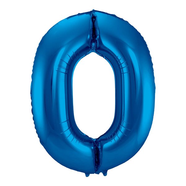 Folieballon tal 0 blå 86cm festartikler