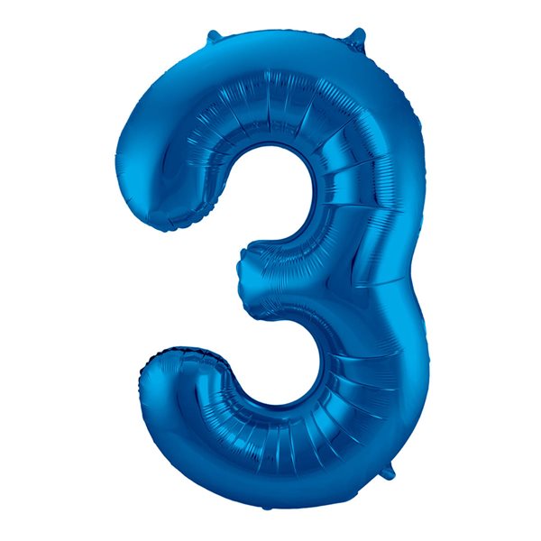 Folieballon tal 3 blå 86cm festartikler