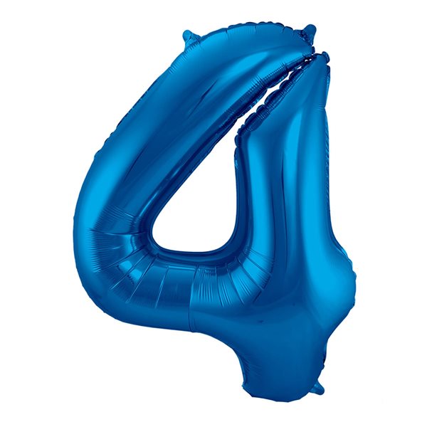 Folieballon tal 4 blå 86cm festartikler