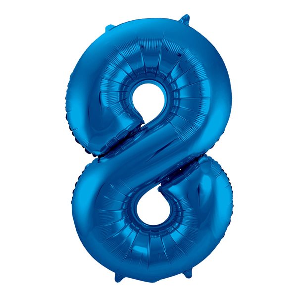 Folieballon tal 8 blå 86cm festartikler