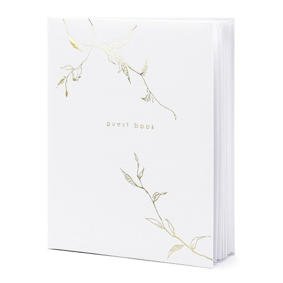 Gæstebog Guest Book hvid/guld festartikler