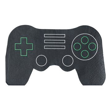 Servietter Gamer Controller hvid/grøn/sort, 15 stk. borddækning