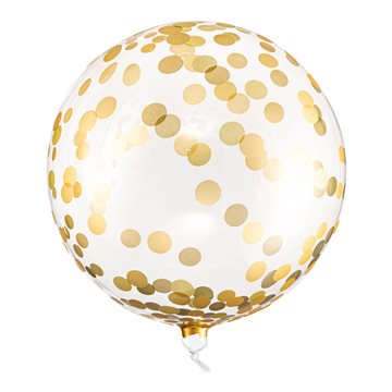 Ballon med guldprikker klar/gennemsigtig/guld 40cm festartikler