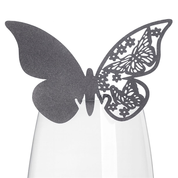 Bordkort Sommerfugl grå perlemor, 10 stk. borddækning