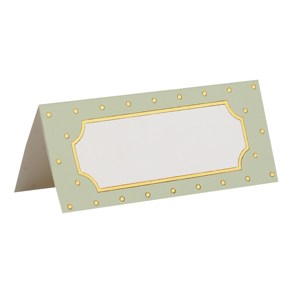 Bordkort Prikker grøn/guld, 10 stk. borddækning