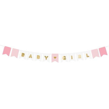 Guirlande Baby-Girl hvid/lyserød/guld 2,5m festartikler