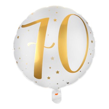 Folieballon 70 år fødselsdag hvid/guld 35cm festartikler