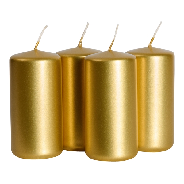 Bloklys guld 5cm x 10cm, 4 stk. stearinlys