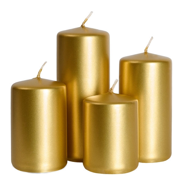 Bloklys guld mix, 4 stk. stearinlys