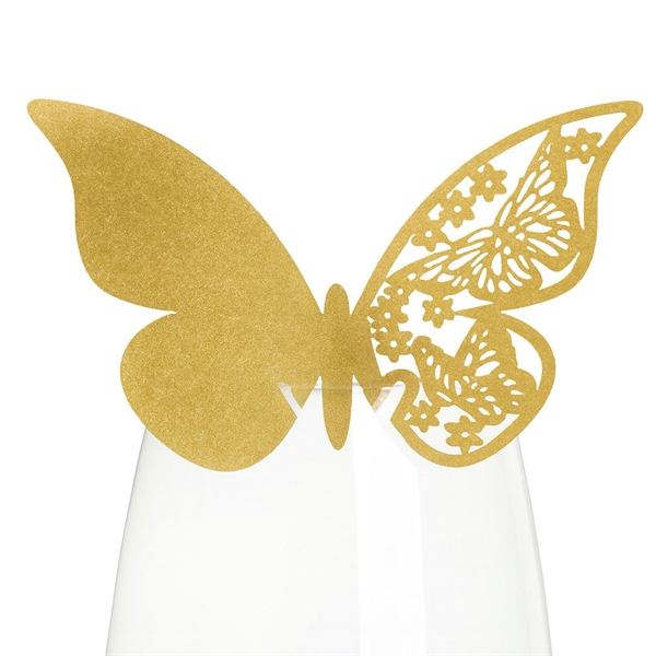 Bordkort Sommerfugl guld perlemor, 10 stk. borddækning
