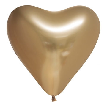 Balloner Hjerte guld chrome 30cm, 6 stk. festpynt